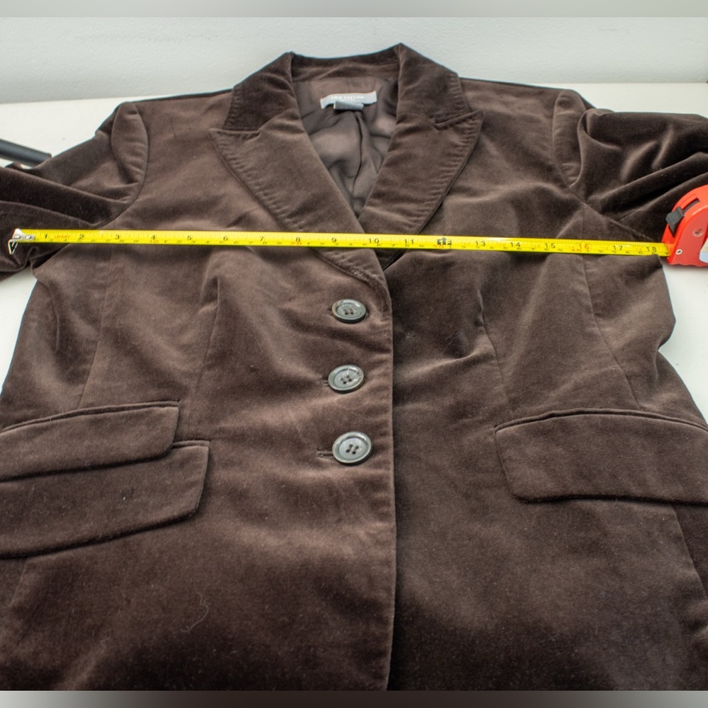Ann Taylor Three Button Down Rich Brown Velvet Blazer Women’s Coat Petite Sz 10 - Picture 6 of 8